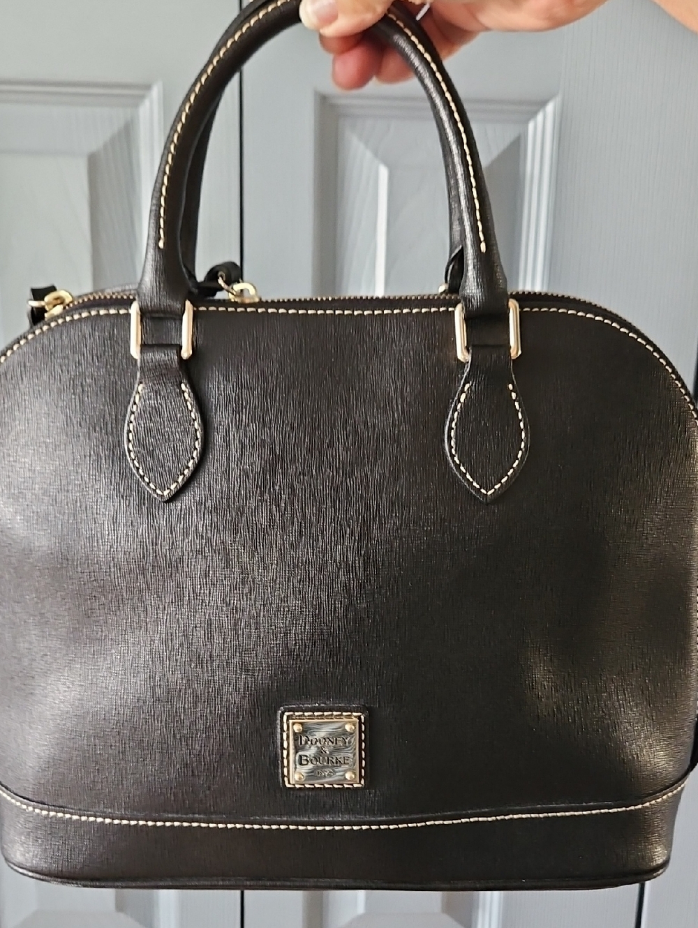 Dooney & Bourke Black Saffiano Leather Domed Zip Satchel - Picture 13 of 16